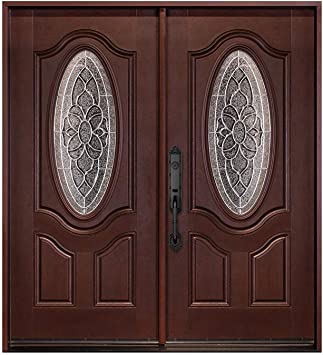 ,img att="Right hand in swing 72"x80" double entrance door, with oval decorative glass">