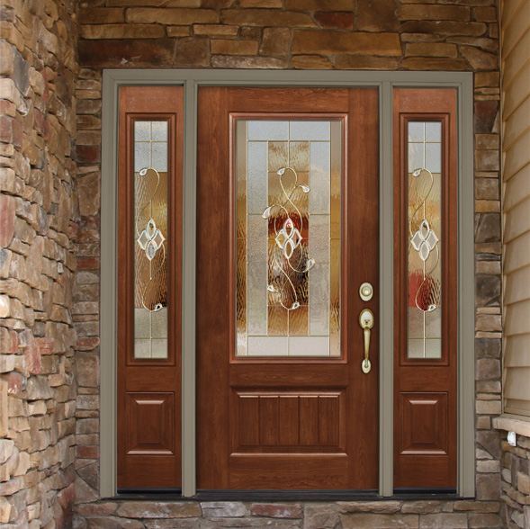 <img alt="Left hand swing 36"x80" entrance door with two side lites".